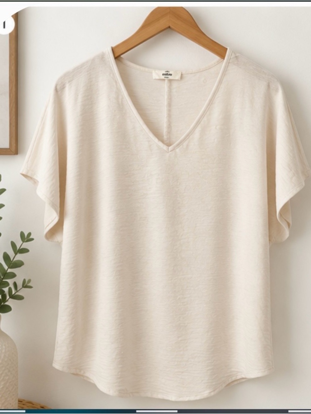 Ivory V-Neck Dolman Sleeve Blouse